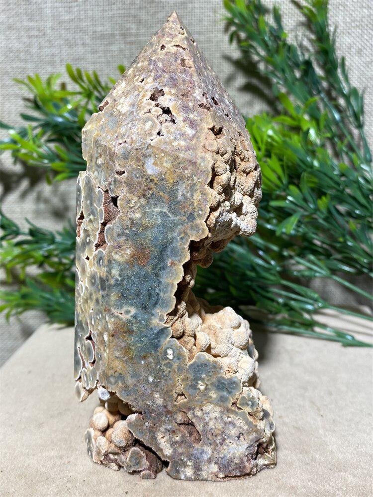 Prehnite Raw Edge Geode Tower