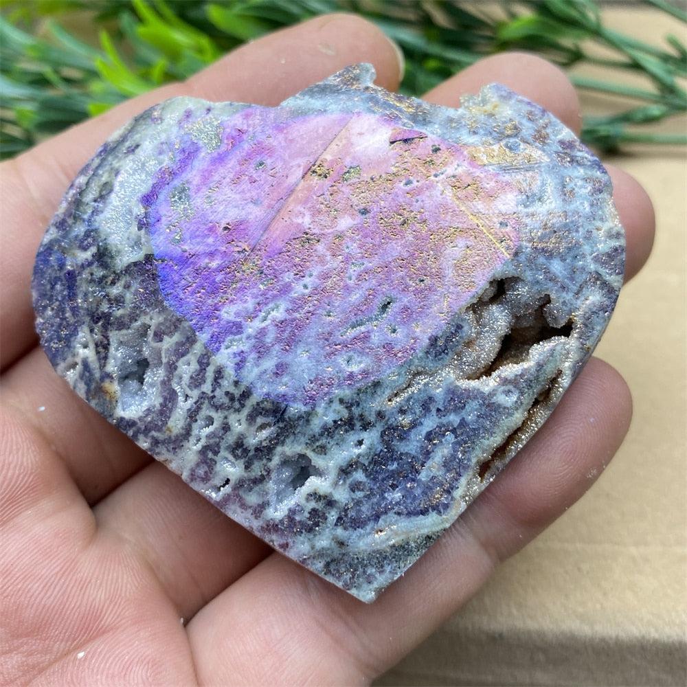 Purple Aura Sphalerite Crystal Heart