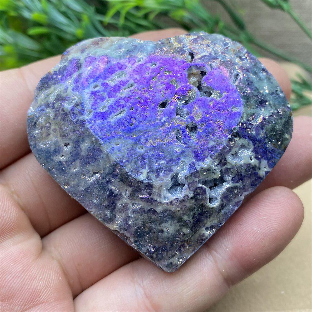 Purple Aura Sphalerite Crystal Heart