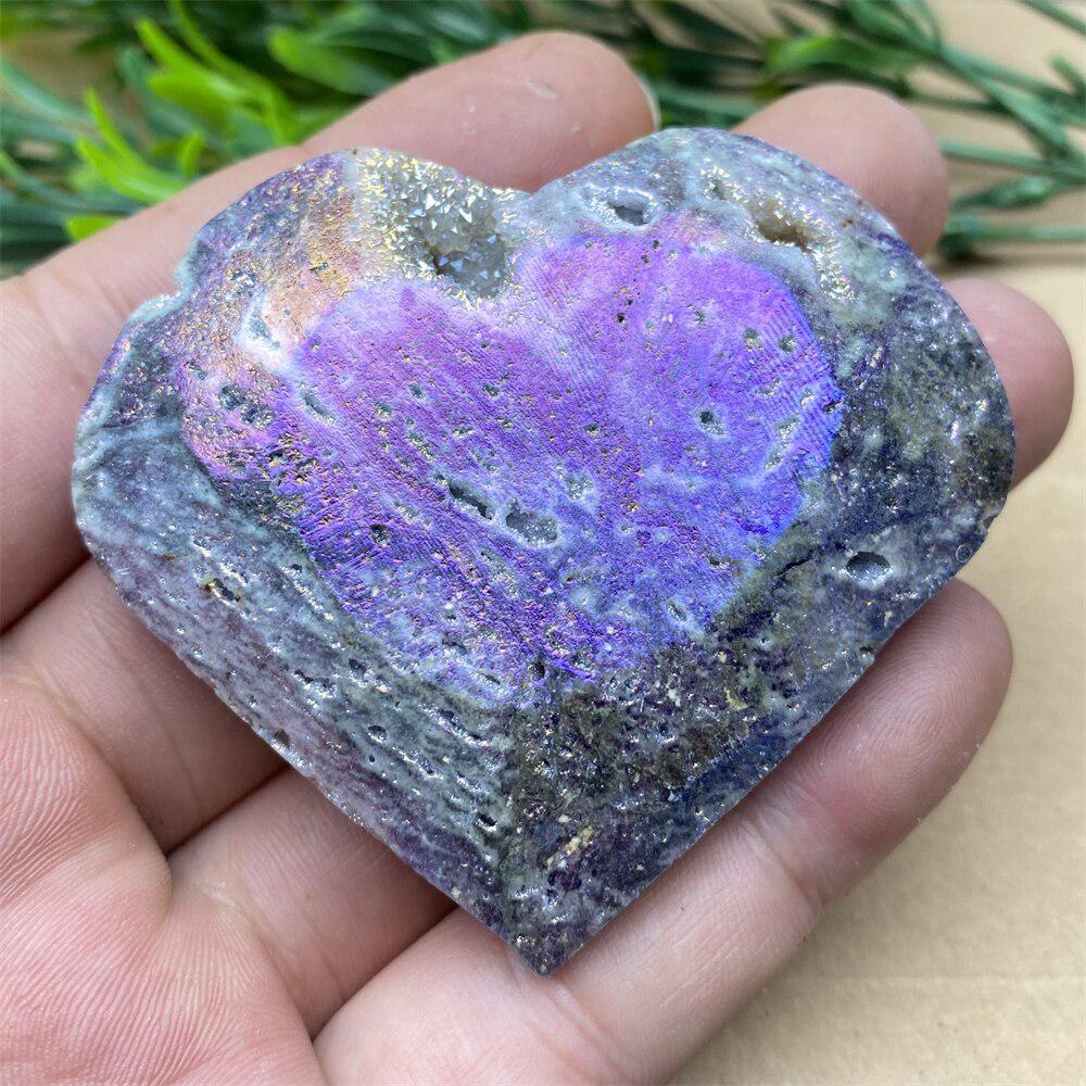 Purple Aura Sphalerite Crystal Heart