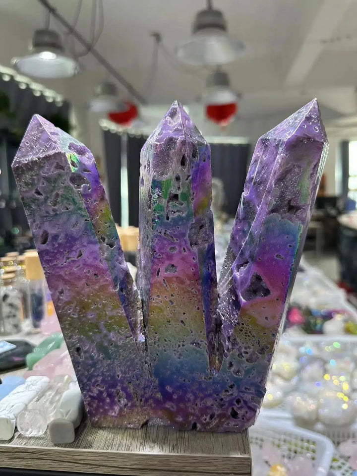 Purple Aura Sphalerite Multi-Tower