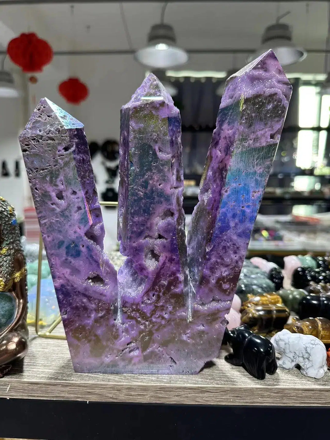 Purple Aura Sphalerite Multi-Tower