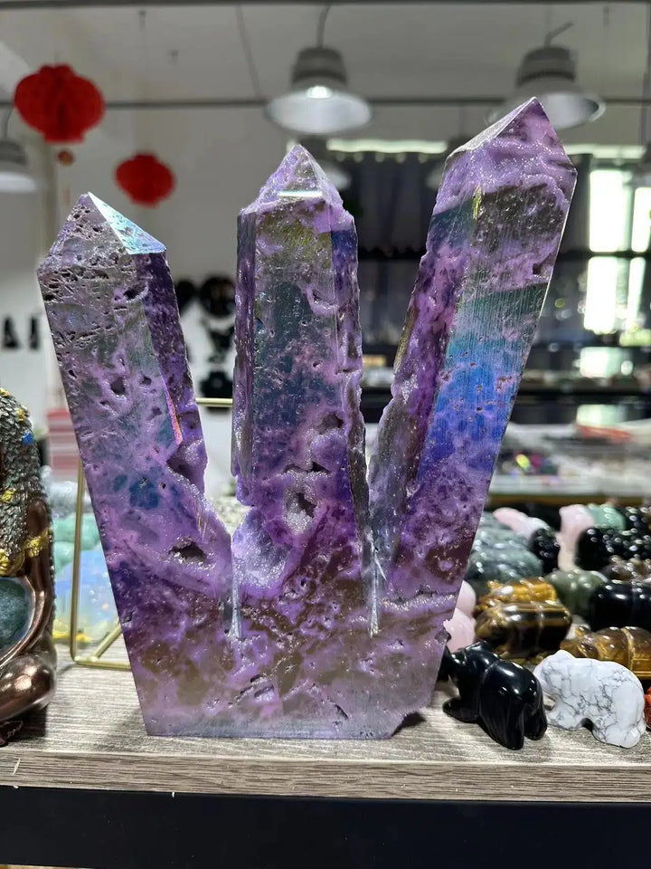 Purple Aura Sphalerite Multi-Tower