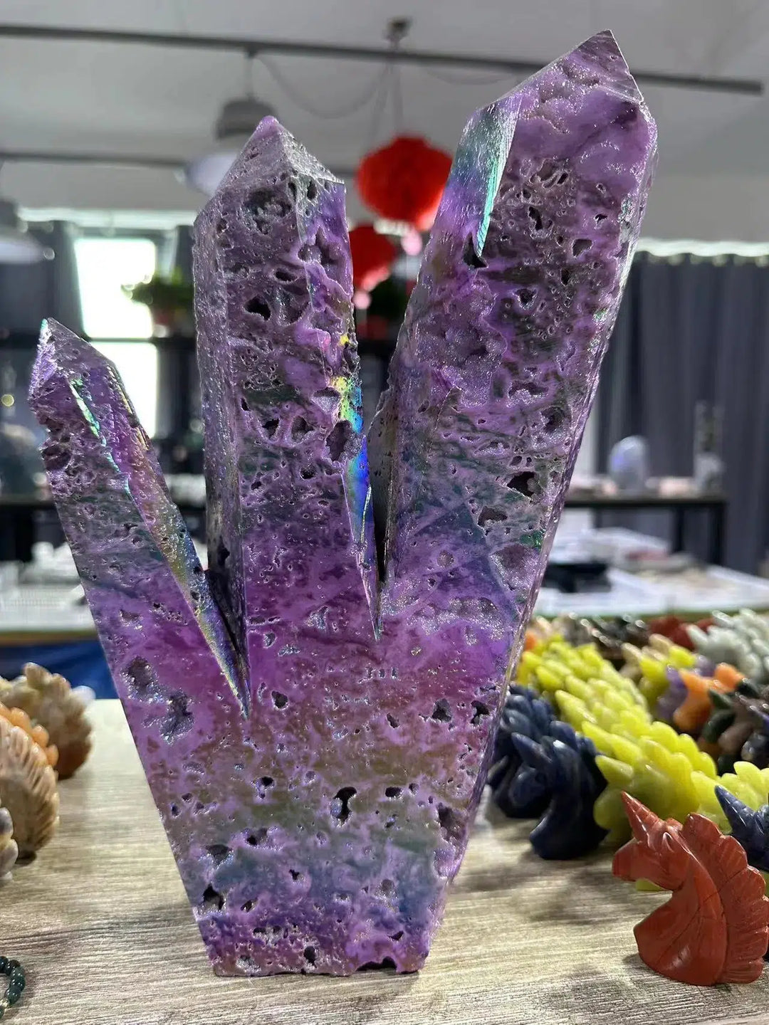 Purple Aura Sphalerite Multi-Tower