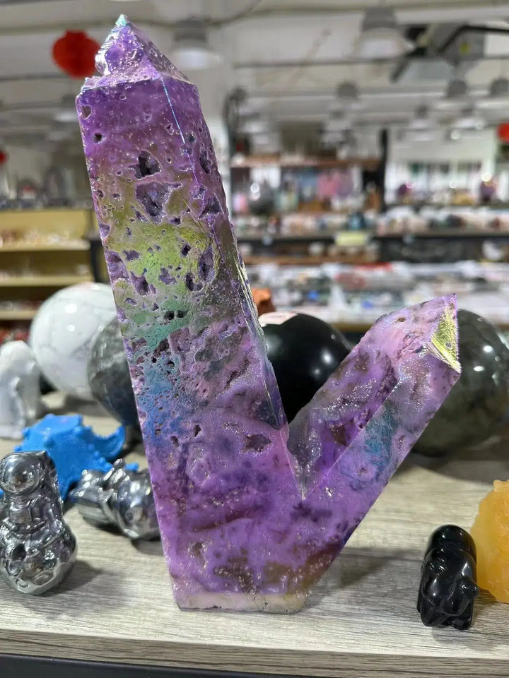 Purple Aura Sphalerite Multi-Tower