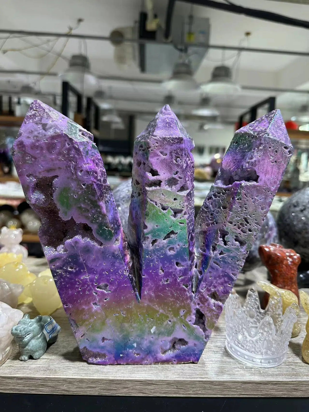 Purple Aura Sphalerite Multi-Tower