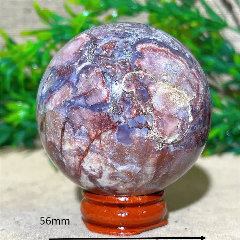 Purple Flower Agate Sphere + Stand