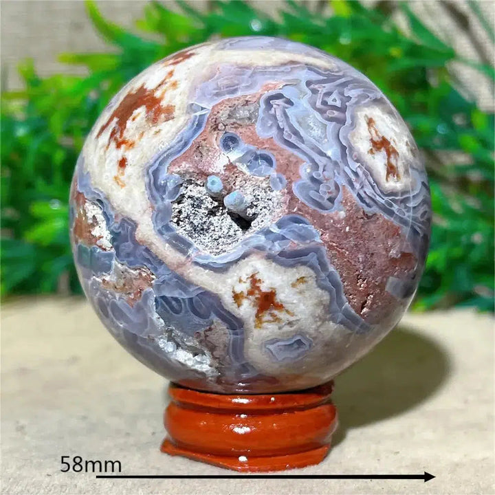 Purple Flower Agate Sphere + Stand