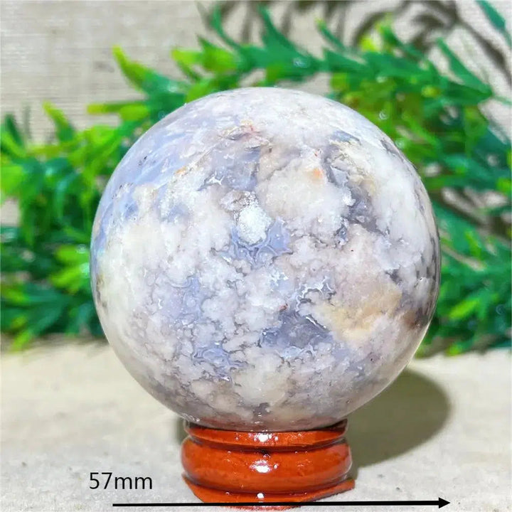 Purple Flower Agate Sphere + Stand