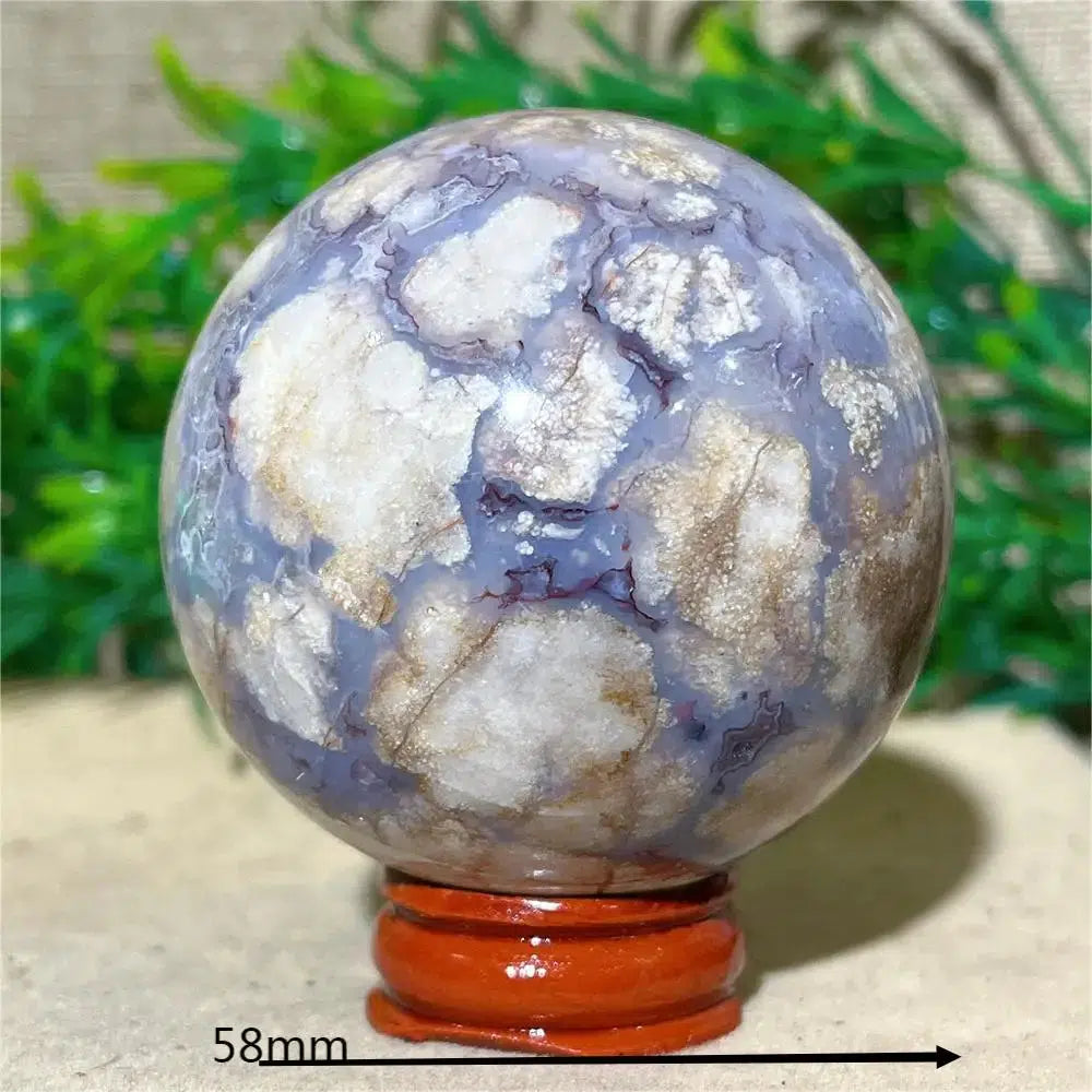 Purple Flower Agate Sphere + Stand