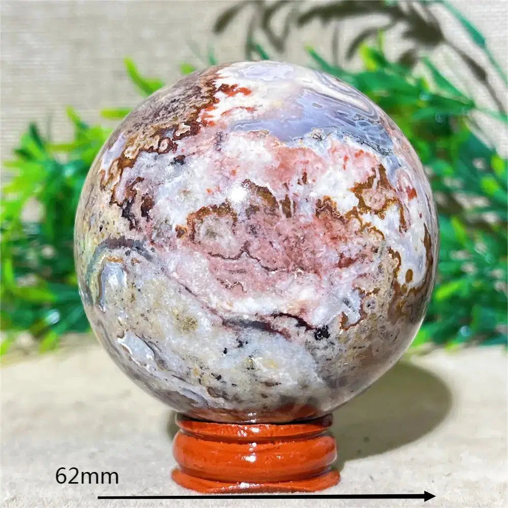 Purple Flower Agate Sphere + Stand