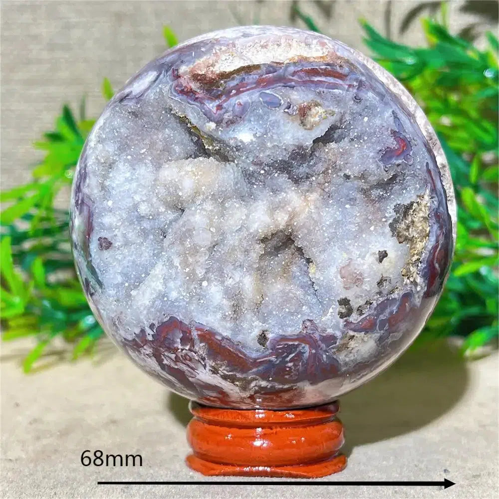 Purple Flower Agate Sphere + Stand