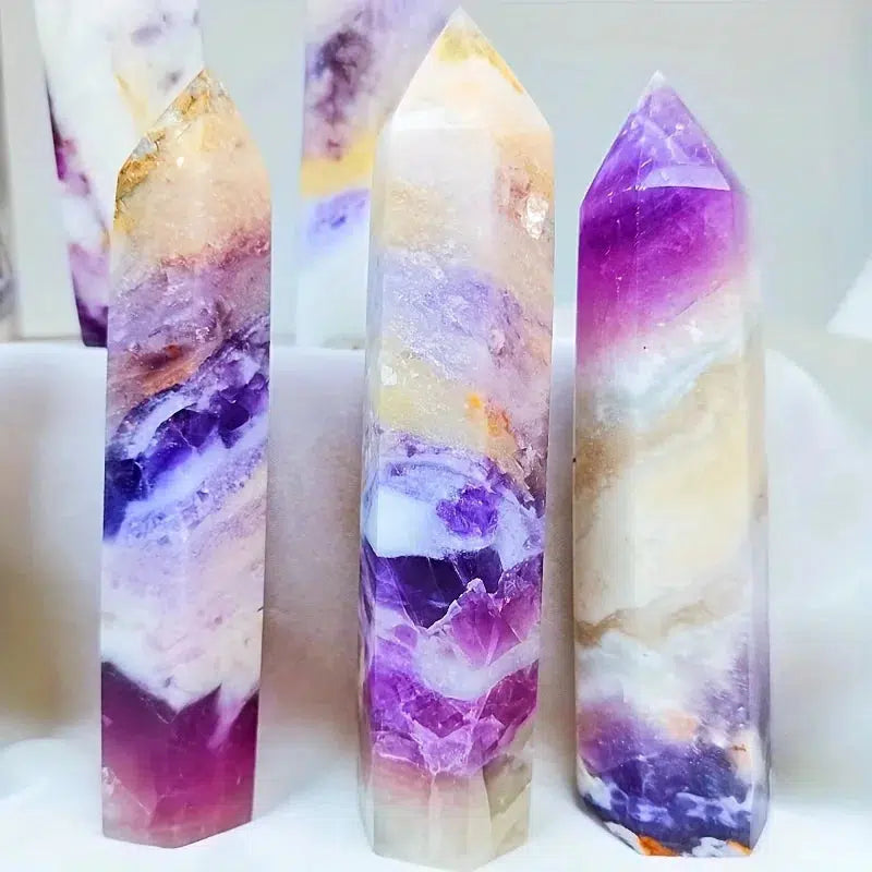 Purple Flower Fluorite Tower