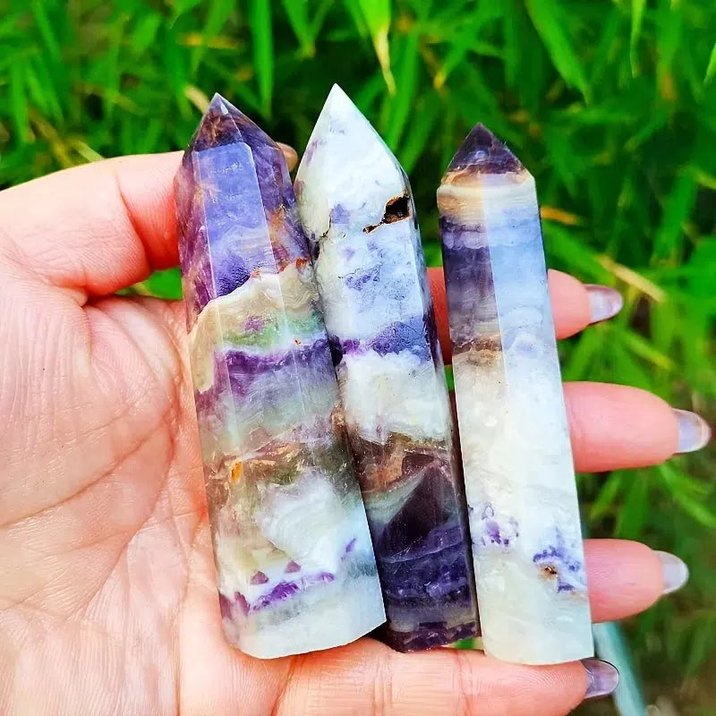 Purple Flower Fluorite Tower