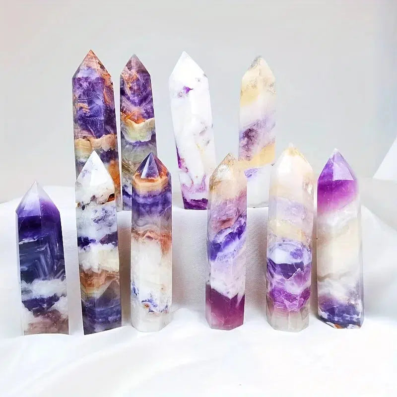 Purple Flower Fluorite Tower