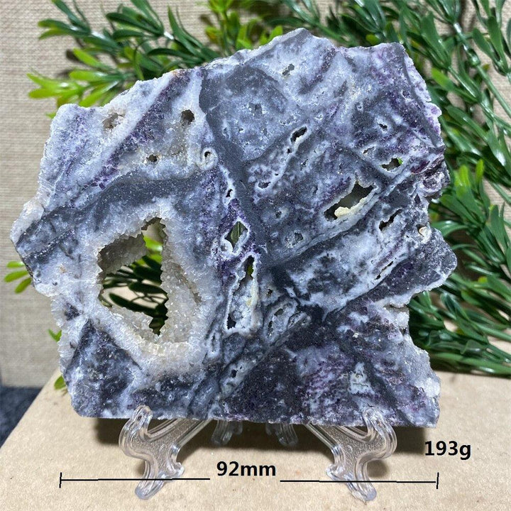 Purple Sphalerite Geode Slice + Stand