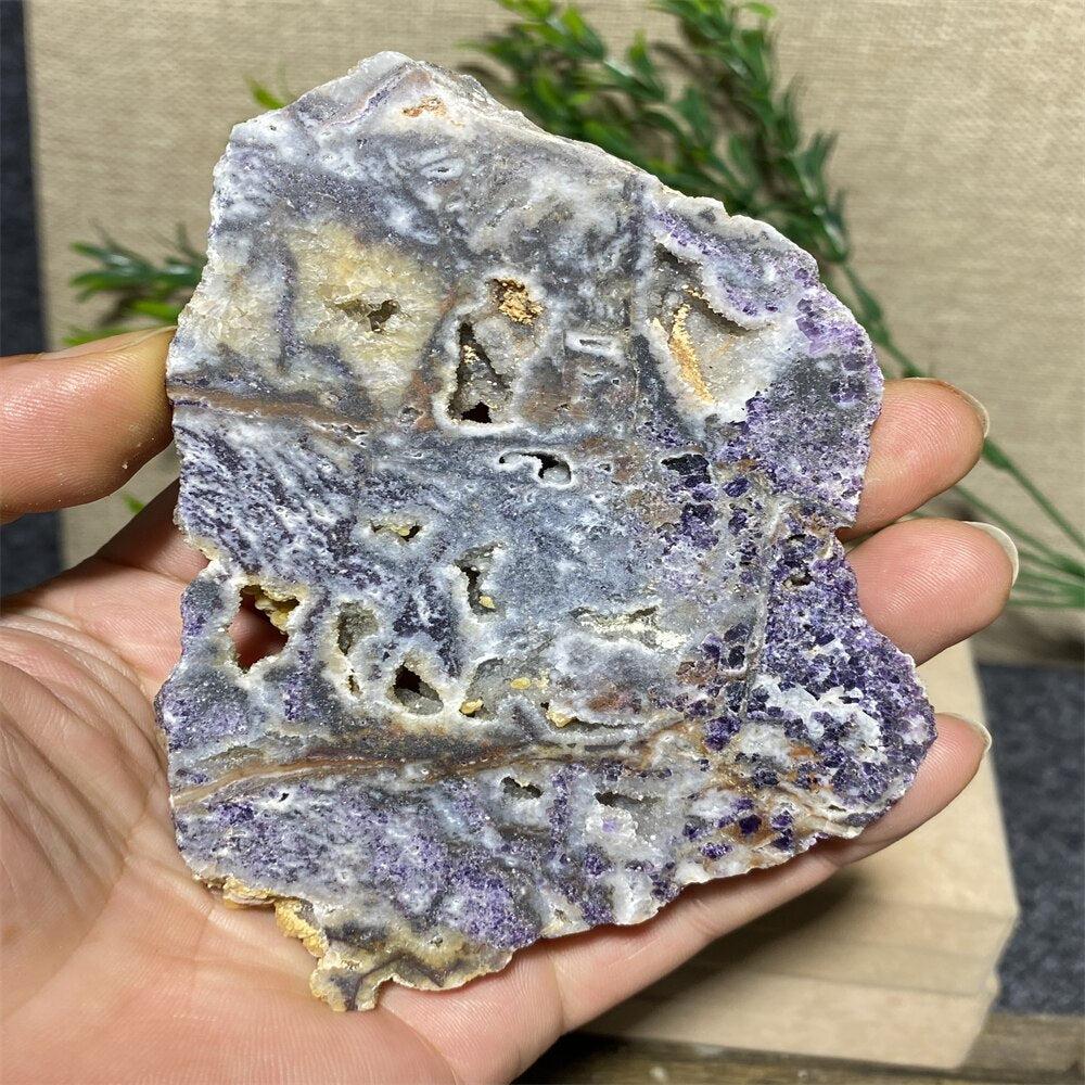 Purple Sphalerite Geode Slice + Stand