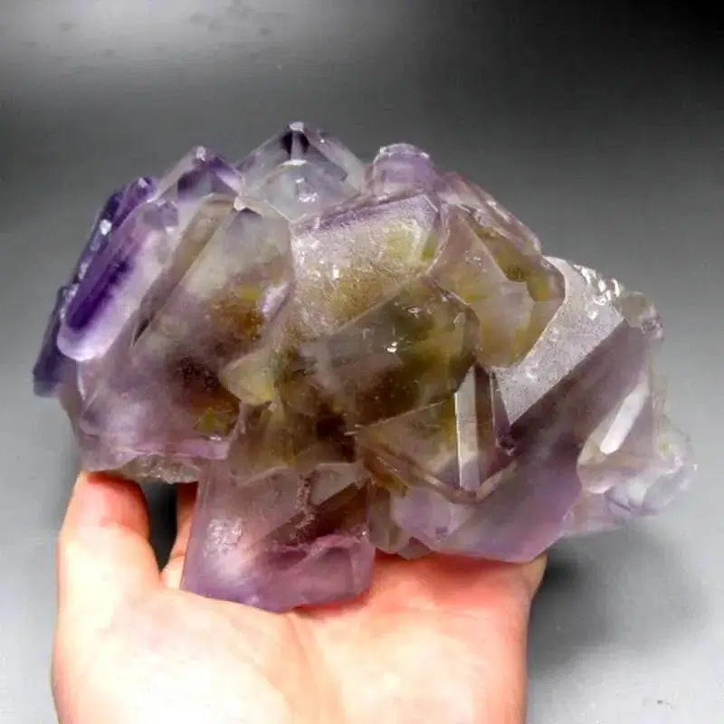 Purple-Yellow Fluorite Cluster with Phantoms