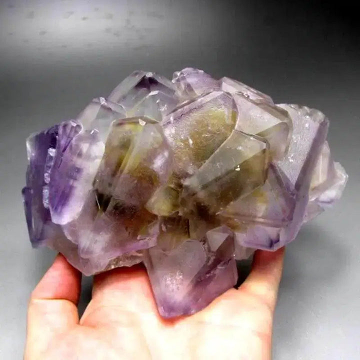 Purple-Yellow Fluorite Cluster with Phantoms