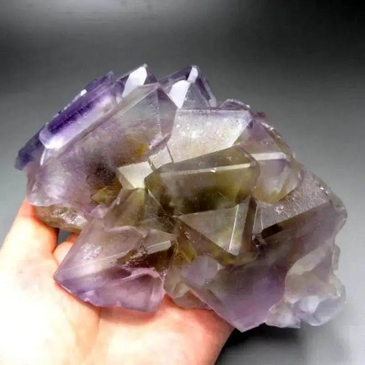 Purple-Yellow Fluorite Cluster with Phantoms