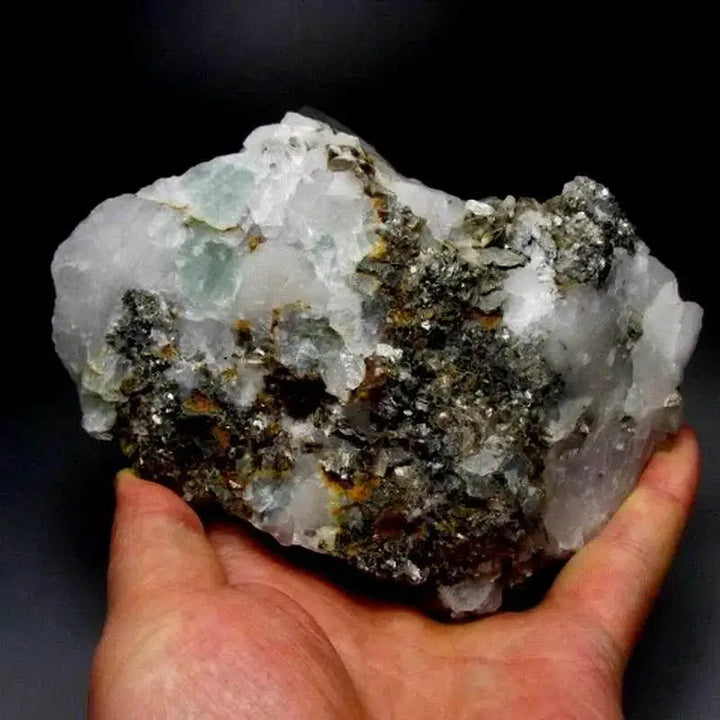 Quartz, Blue Fluorite, Arsenopyrite Cluster