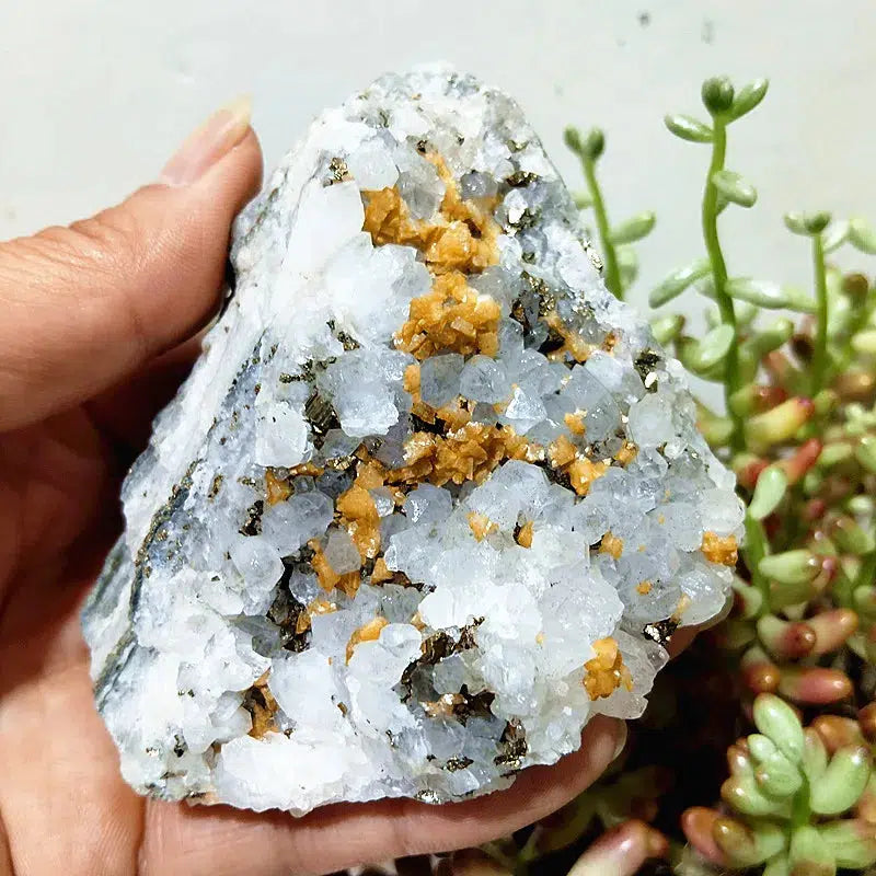 Quartz, Calcite, Black Tourmaline and Pyrite Cluster