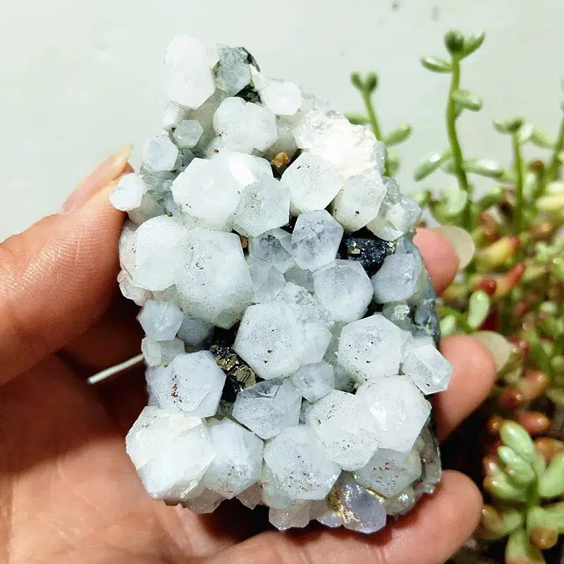 Quartz, Calcite, Black Tourmaline and Pyrite Cluster