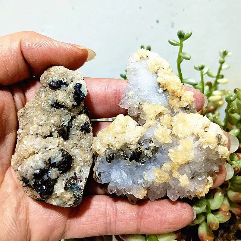 Quartz, Calcite, Black Tourmaline and Pyrite Cluster