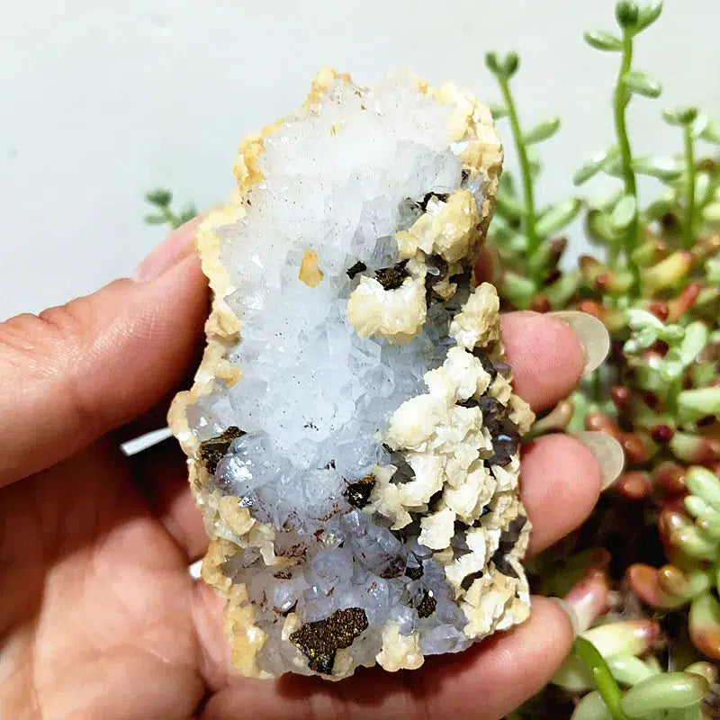 Quartz, Calcite, Black Tourmaline and Pyrite Cluster