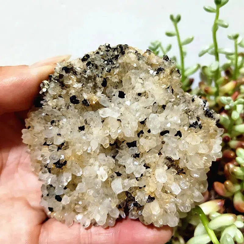 Quartz, Calcite, Black Tourmaline and Pyrite Cluster