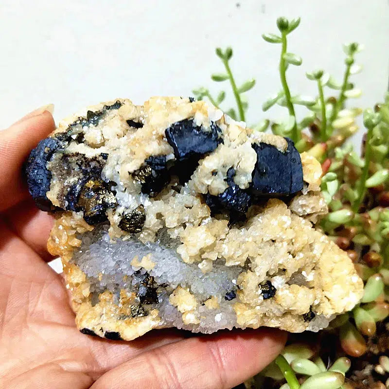 Quartz, Calcite, Black Tourmaline and Pyrite Cluster