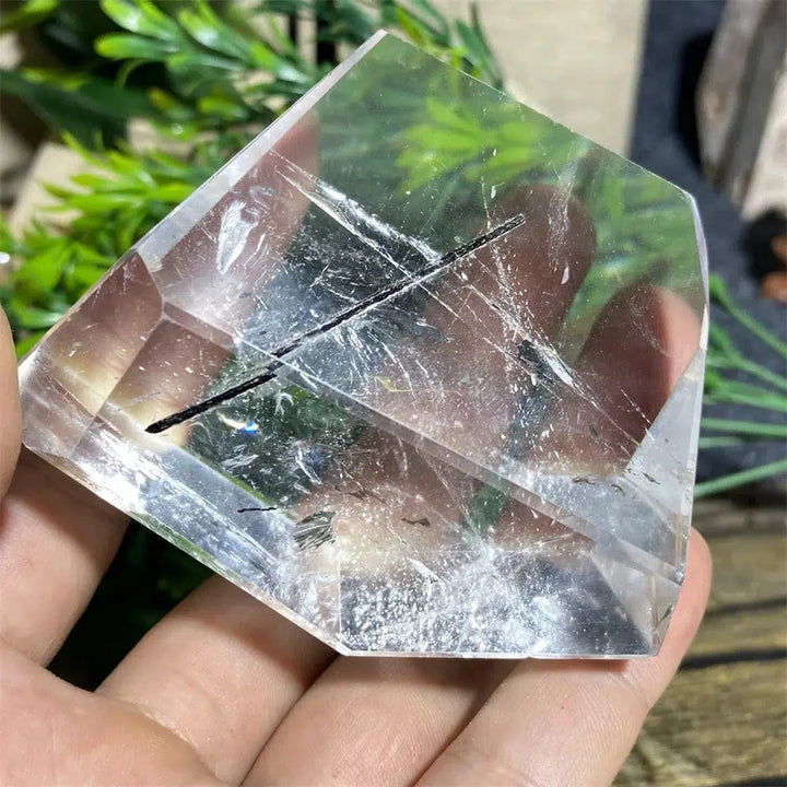 Quartz With Black Tourmaline Crystal Polyhedral