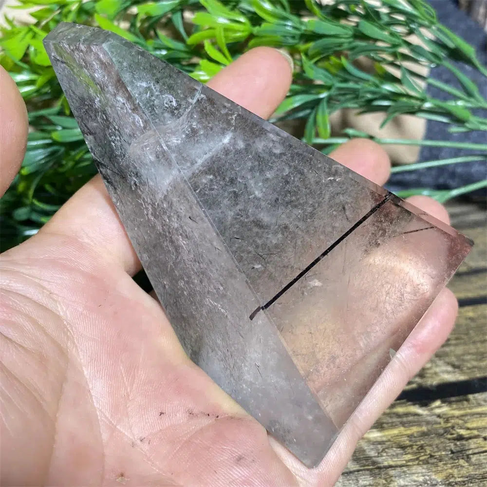 Quartz With Black Tourmaline Crystal Polyhedral