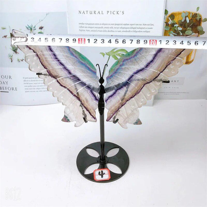 Rainbow Fluorite Butterfly Wings Carving