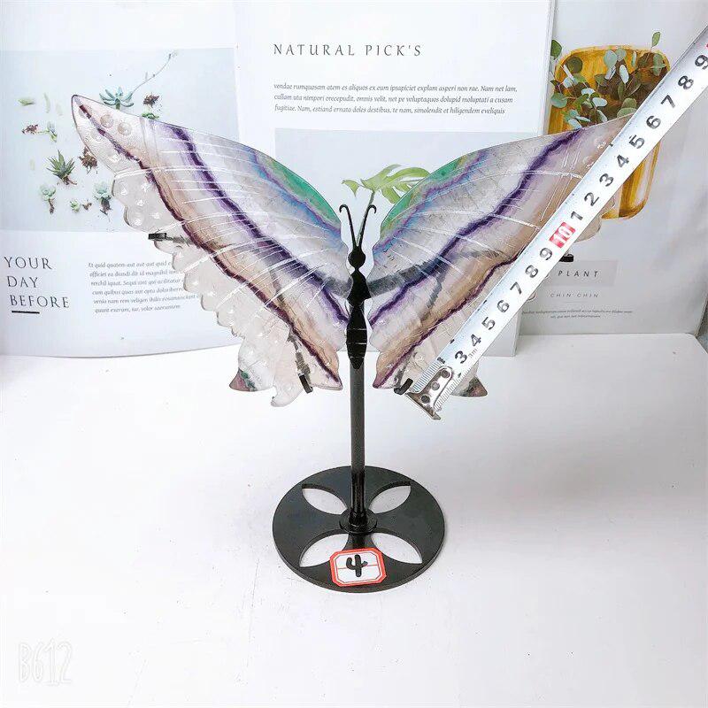 Rainbow Fluorite Butterfly Wings Carving