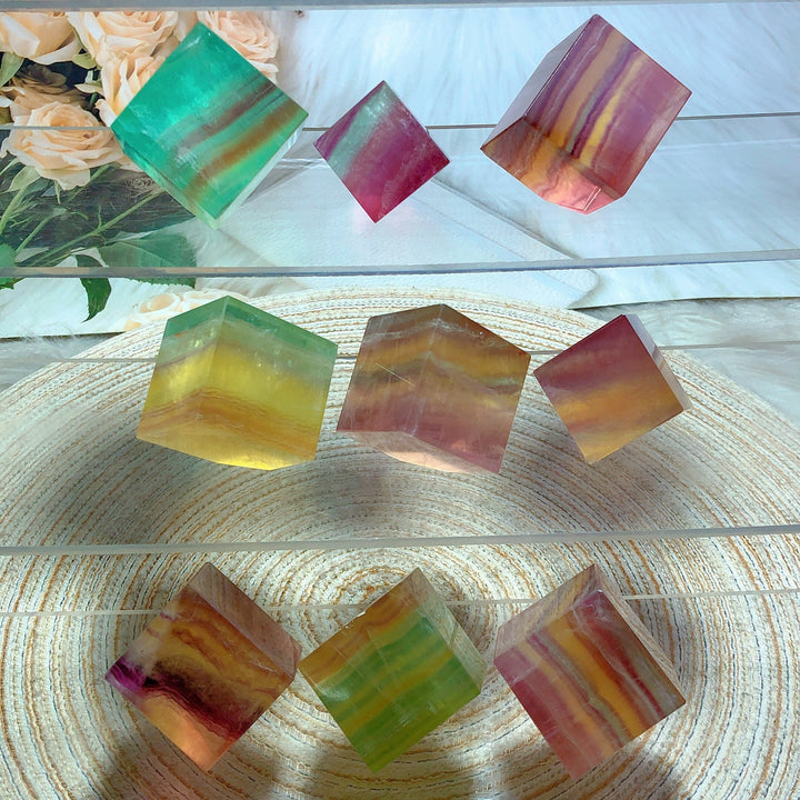 Rainbow Fluorite Cube