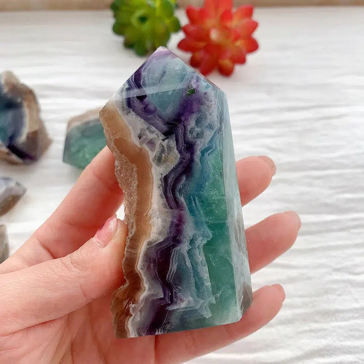 Rainbow Fluorite Raw Edge Tower