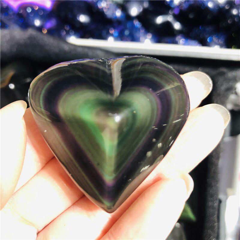 Rainbow Obsidian Crystal Heart