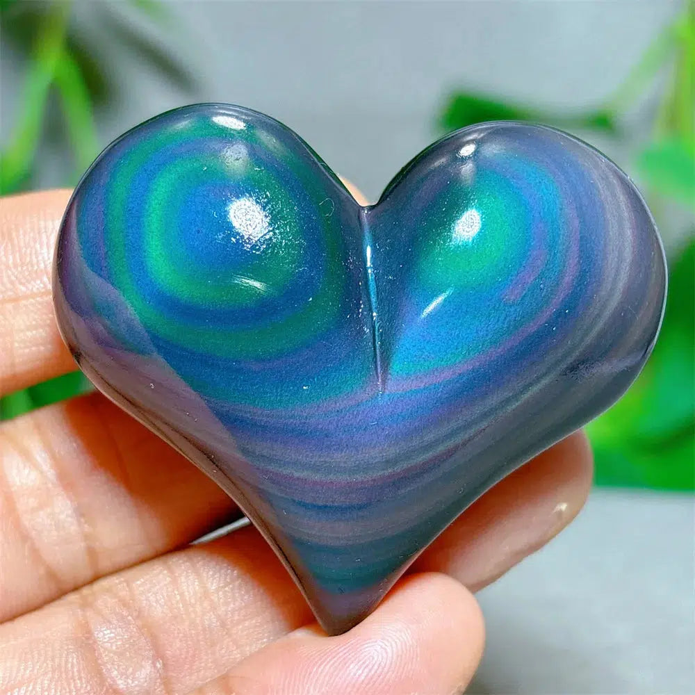 Rainbow Obsidian Heart