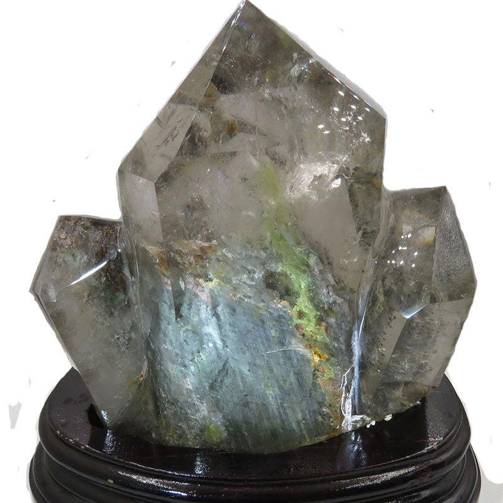 Rare Natural Brazil Green Phantom Garden Quartz Crystal Cluster with Stand