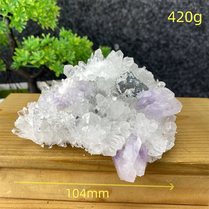 Rare Transparent White Quartz, Amethyst And Copper Ore Cluster