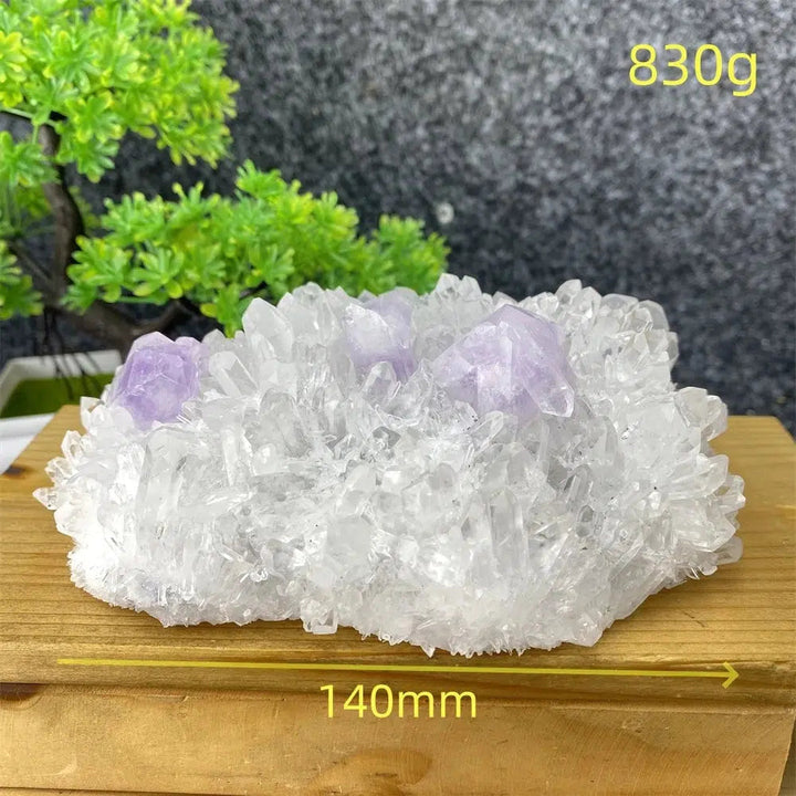 Rare Transparent White Quartz, Amethyst And Copper Ore Cluster