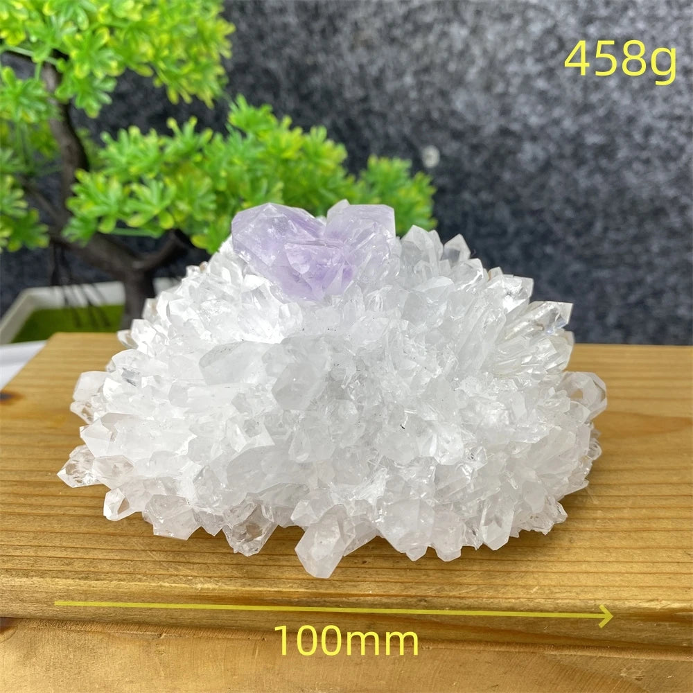 Rare Transparent White Quartz, Amethyst And Copper Ore Cluster