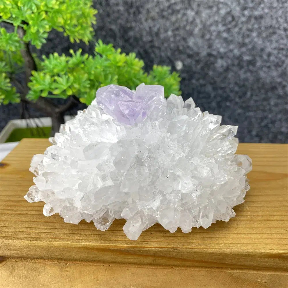 Rare Transparent White Quartz, Amethyst And Copper Ore Cluster