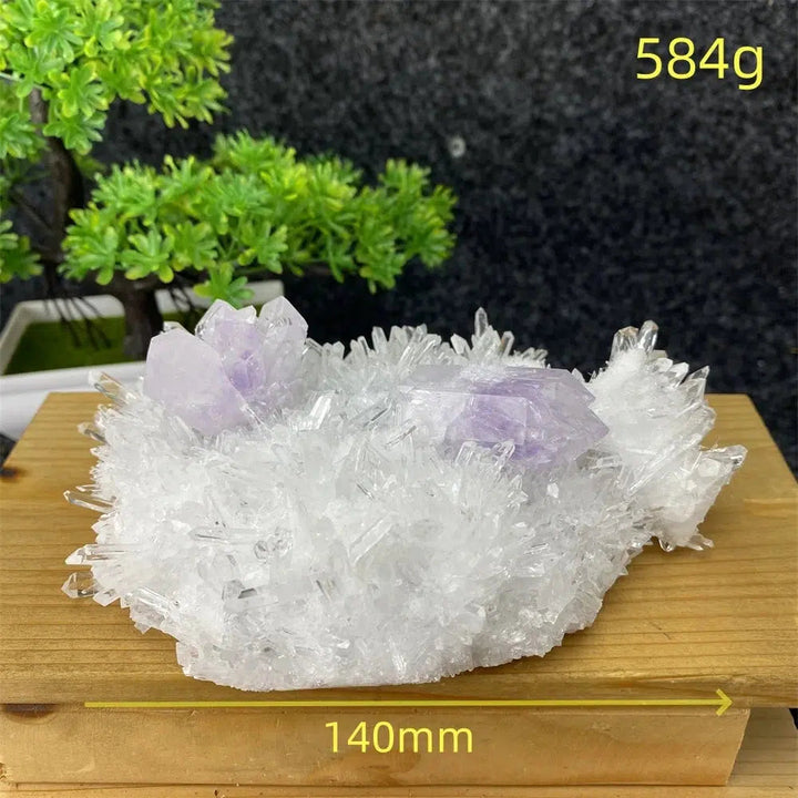 Rare Transparent White Quartz, Amethyst And Copper Ore Cluster