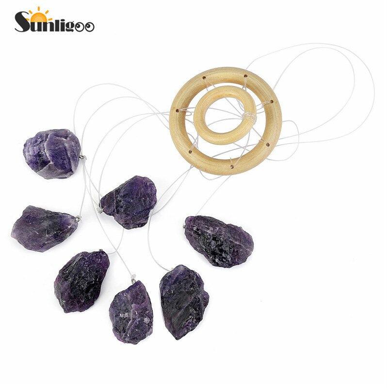 Raw Amethyst Crystal Windchime