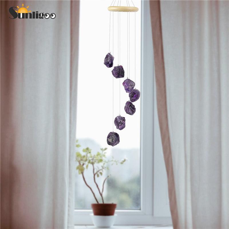 Raw Amethyst Crystal Windchime