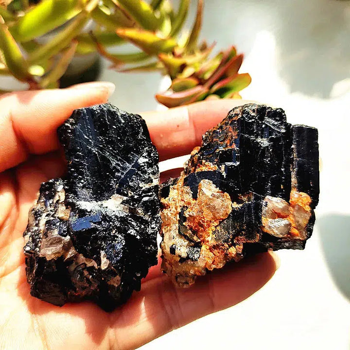 Raw Black Tourmaline Crystal on Host Matrix