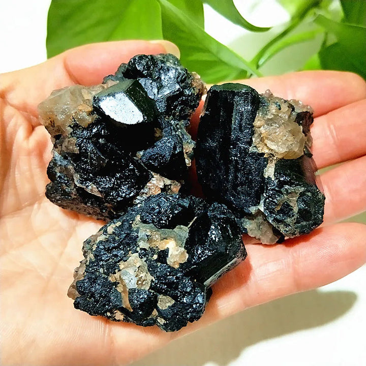 Raw Black Tourmaline Crystal on Host Matrix