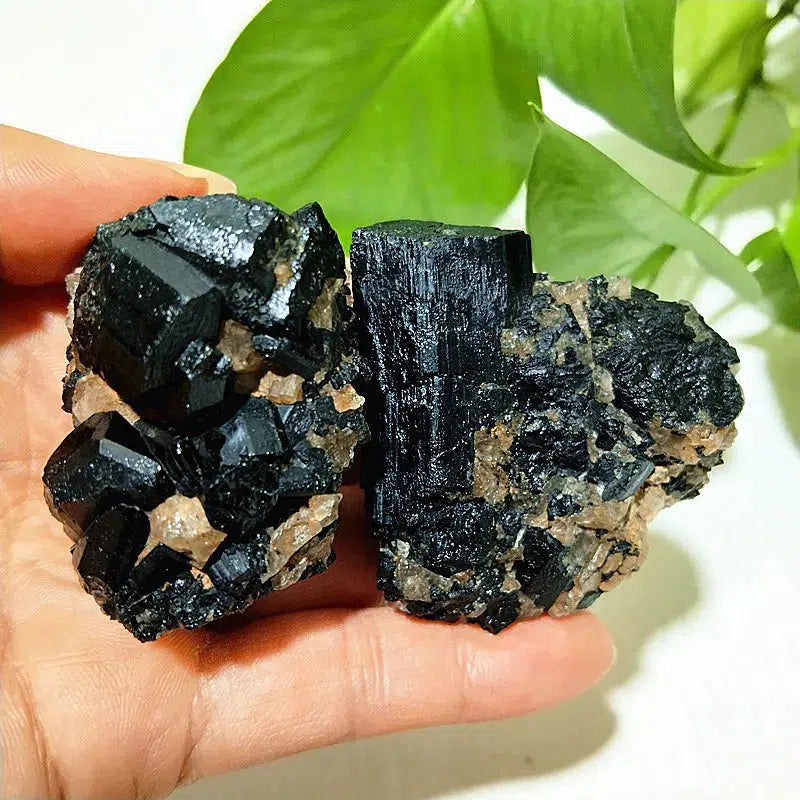 Raw Black Tourmaline Crystal on Host Matrix